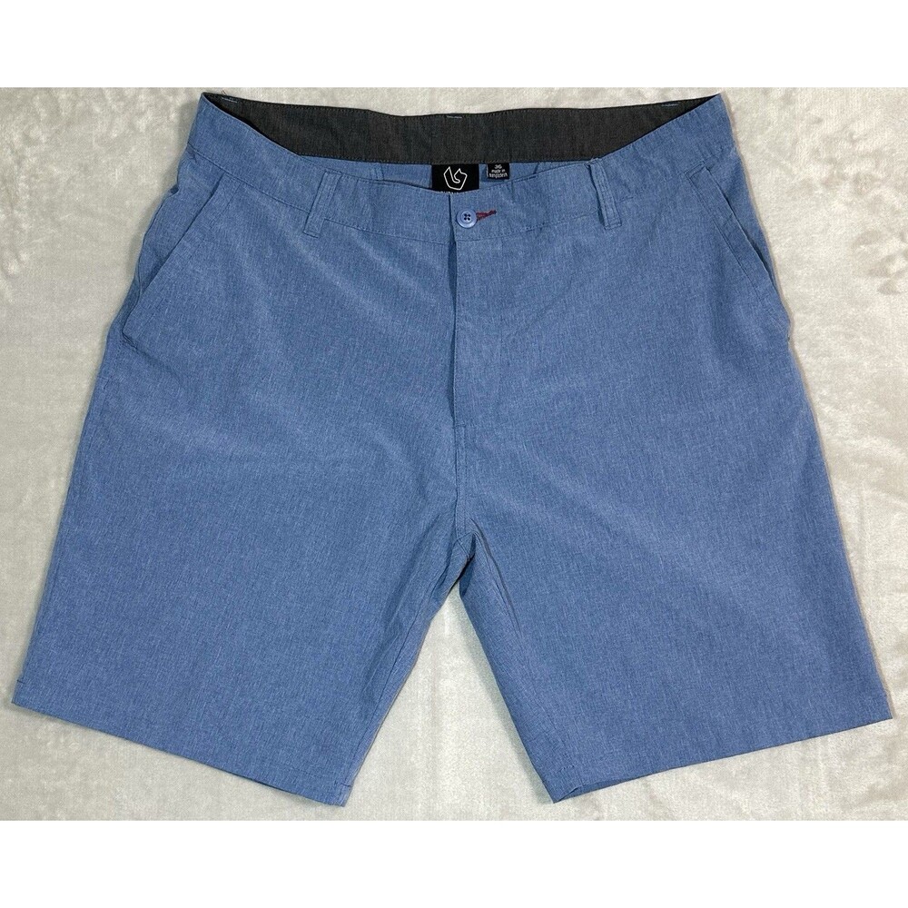 Burnside Men's 36 Blue Hybrid Chino Walk Shorts Stretch Flat Front Zip Pocket